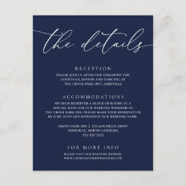 Recepción Tarjeta de Boda Minimalista moderna de Navy Blue