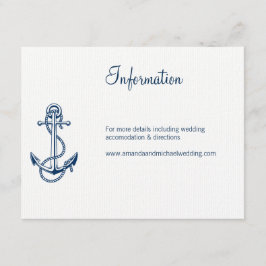 Recepción Tarjeta de Boda náutico de información | Azul de a