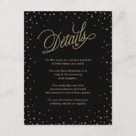 Recepción Tarjeta de Boda negro Gold Stars