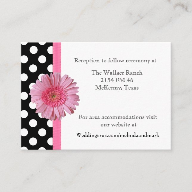 Recepción Tarjeta de Boda Polka Dot & Gerber Daisy (Anverso)