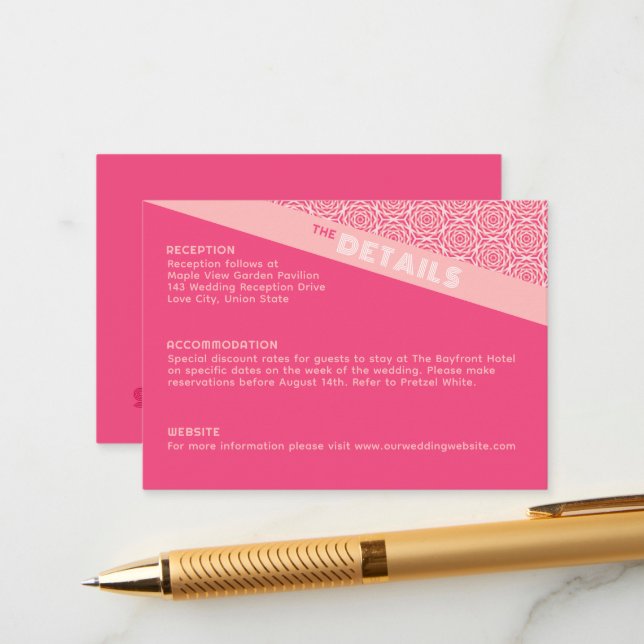 Recepción Tarjeta de Boda rojo para Rosas geométricos (Anverso/Reverso In Situ)