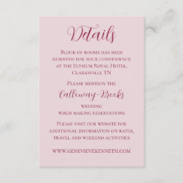 Recepción Tarjeta de Boda rojo Rubor Pink and Crimson