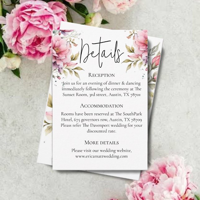 Recepción Tarjeta de Boda Romántica Peony (Subido por el creador)