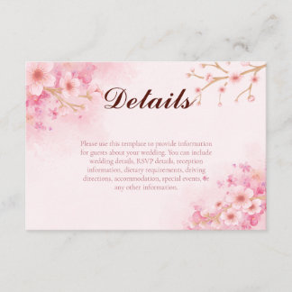 Recepción Tarjeta de Boda Sakura Cherry Blossom