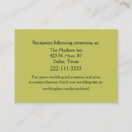 Recepción Tarjeta de Boda verde de mosca ligera de moda