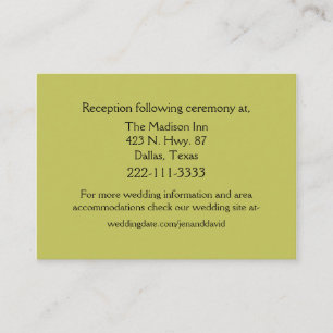 Recepción Tarjeta de Boda verde de mosca ligera de moda