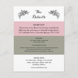 Recepción Tarjeta de Boda verde Rubor Pink Dusty Sage
