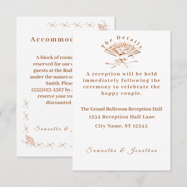 Recepción Tarjeta de Boda victoriana tradicional (Anverso / Reverso)