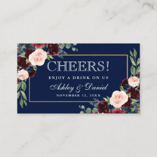 Recepción Tarjeta de boleto para bebidas de Boda azul de Bor