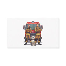 Tarjeta de bomberos de anime y dálmata