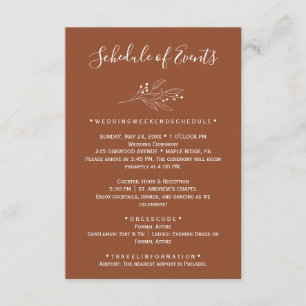 Recepción Tarjeta de Calendario de Boda de Terracota