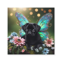 Tarjeta de cerramiento de Pug Hada Floral