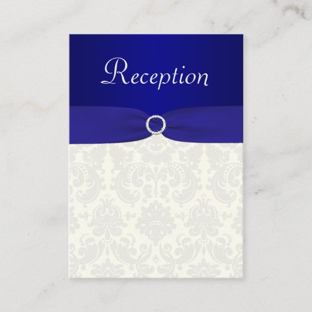 Recepción Tarjeta de cierre Blue and Ivory Damask (Anverso)
