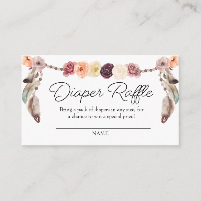 Recepción Tarjeta de cierre Boho Dream Catcher Diaper Raffle (Anverso)