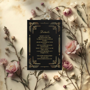 Recepción Tarjeta de cierre de boda elegante de lujo Art Dec