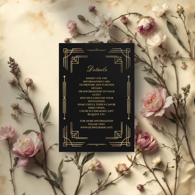Recepción Tarjeta de cierre de boda elegante de lujo Art Dec (Subido por el creador)