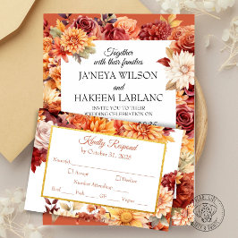 Recepción Tarjeta de cierre de Boda floral de otoño