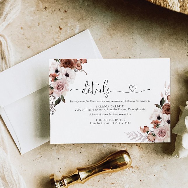 Recepción Tarjeta de cierre de Boda floral de seda (Subido por el creador)