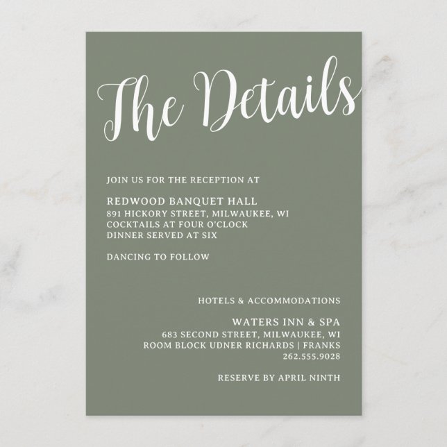 Recepción Tarjeta de cierre de detalles de los anillos de lo (Anverso)