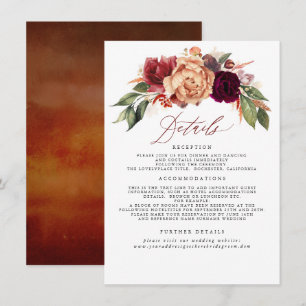 Recepción Tarjeta de cierre de información sobre Bodas flora