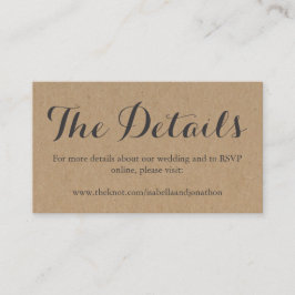 Recepción Tarjeta de cierre de sitio web de boda | Rustic Kr