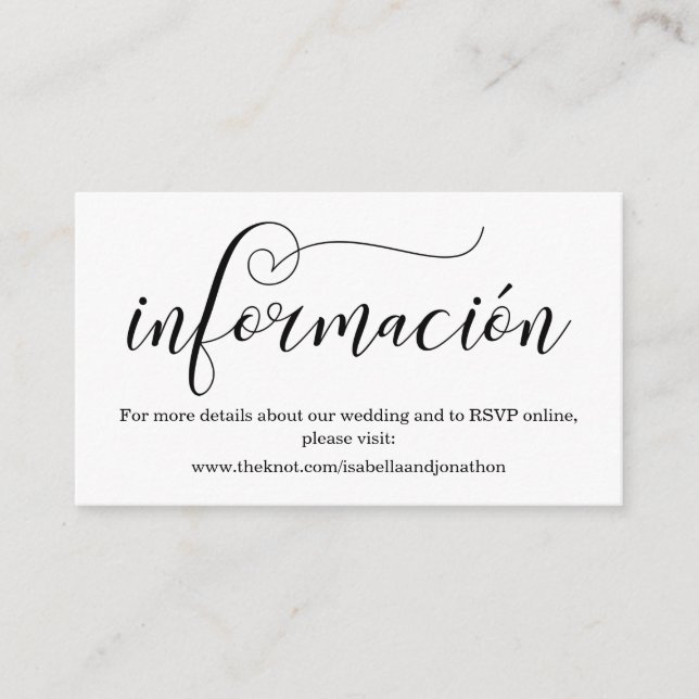 Recepción Tarjeta de cierre de sitio web del Boda de caligra (Anverso)