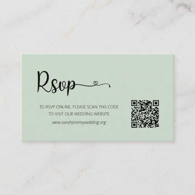 Recepción Tarjeta de cierre de sitio web RSVP de boda simple (Anverso)