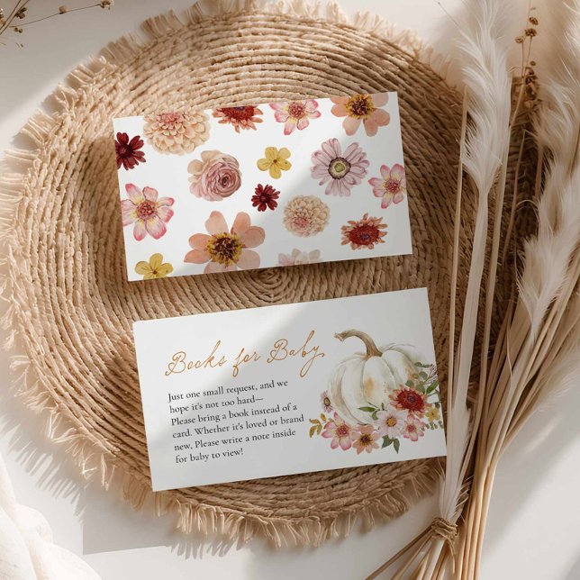 Recepción Tarjeta de cierre de solicitud de libro de calabaz (Fall Pumpkin Floral Books for Baby Card)