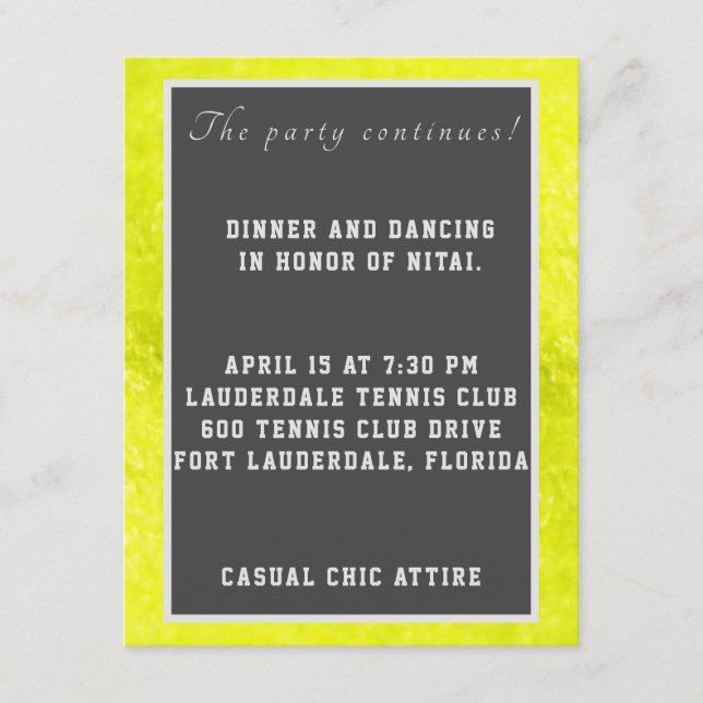 Recepción Tarjeta de cierre de Tennis Fuzzies (Anverso)