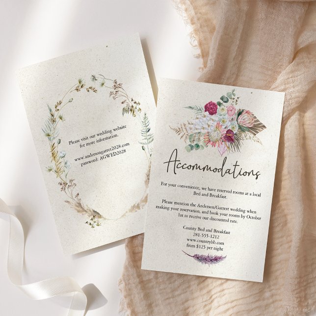 Recepción Tarjeta de cierre del Boda floral neutro Pastel Bo (Subido por el creador)