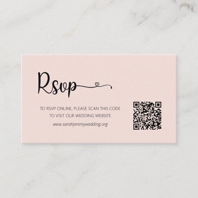 Recepción Tarjeta de cierre del sitio web de RSVP para boda  (Anverso)