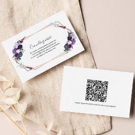 Recepción Tarjeta de cierre del sitio web Purple Floral Boda