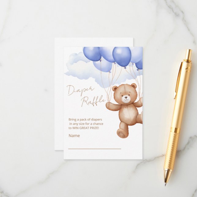 Recepción Tarjeta de cierre Diaper Raffle para una ducha de  (Anverso/Reverso In Situ)