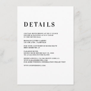 Recepción Tarjeta de cierre Hochzeit, moderna, sencilla y fr
