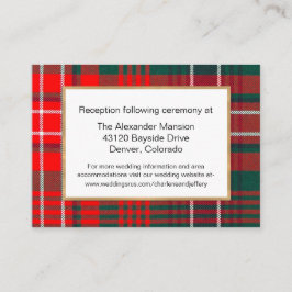 Recepción Tarjeta de cierre moderna para Boda Wilson Tartan 