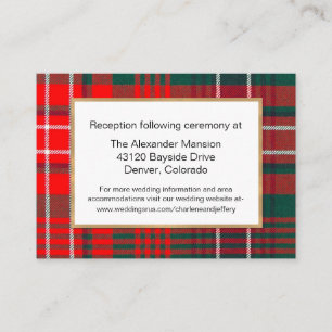 Recepción Tarjeta de cierre moderna para Boda Wilson Tartan 