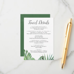 Recepción Tarjeta de cierre para detalles de viaje de la pal