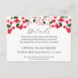 Recepción Tarjeta de cierre para el Boda floral de Bougainvi