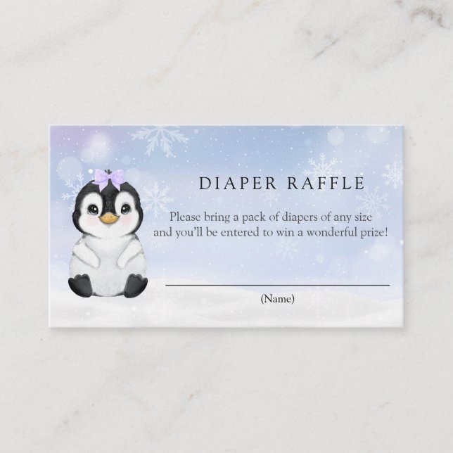 Recepción Tarjeta de cierre Penguin Diaper Raffle (Anverso)
