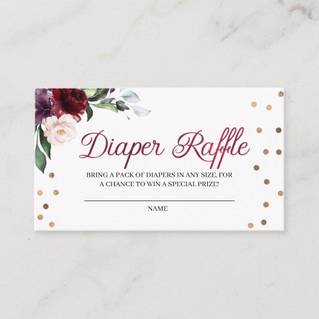Recepción Tarjeta de cierre Raffle de Diaper Floral de Borgo (Anverso)