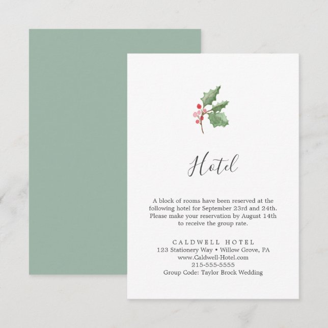 Recepción Tarjeta de clausura de Hotel Greenery & Berry para (Anverso / Reverso)