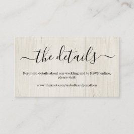 Recepción Tarjeta de clausura de sitio web boda - Madera rús