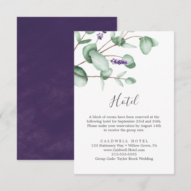 Recepción Tarjeta de clausura del Hotel Rustic Lavender & Eu (Anverso / Reverso)