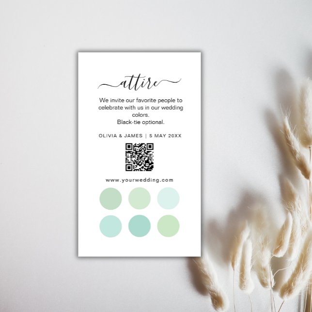 Recepción Tarjeta de Código de Vestimenta de Boda Verde (Green Wedding Attire Dress Code Card)
