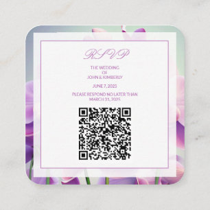 Recepción Tarjeta de código QR de boda floral de orquídeas p