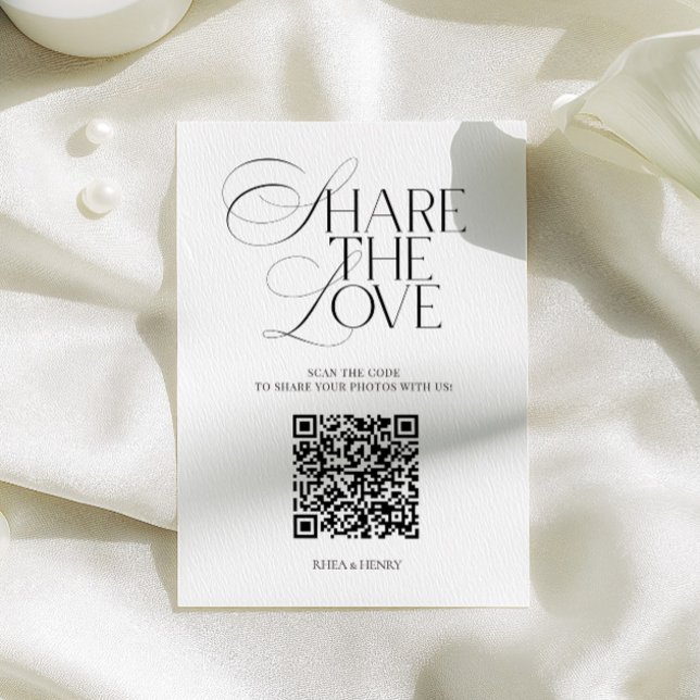 Recepción Tarjeta de código QR de boda Simple Share the Love (Simple Share the Love Wedding QR Code Card)