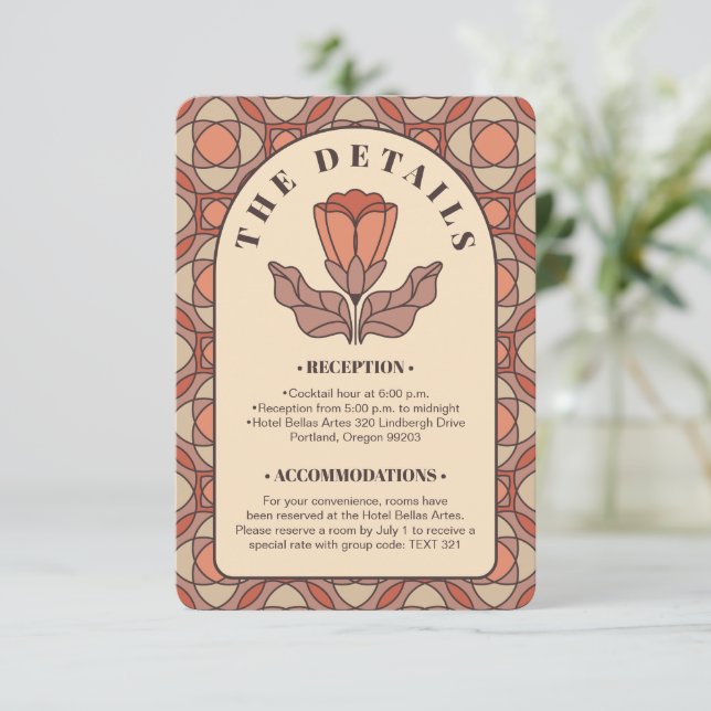 Recepción Tarjeta de código QR de detalles de boda de arte r (Anverso de pie)