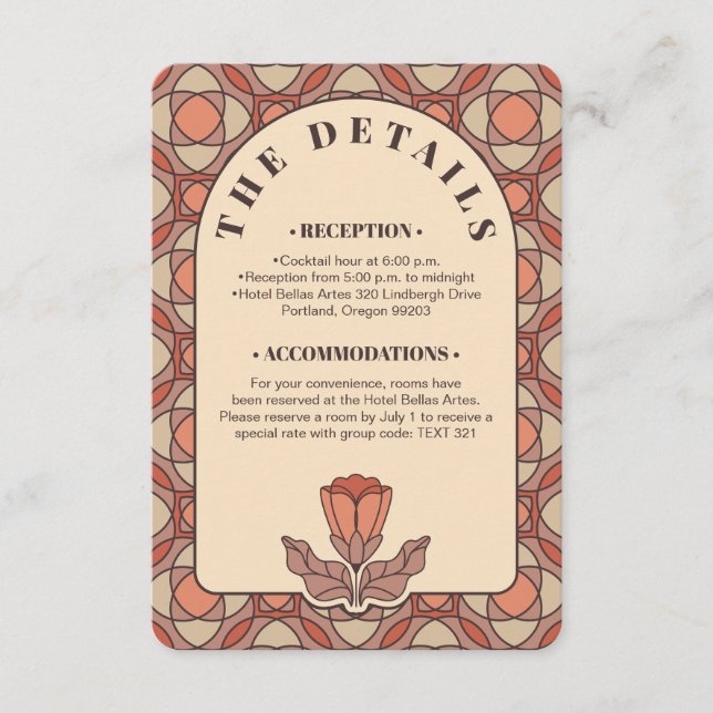 Recepción Tarjeta de código QR de detalles de boda de arte r (Anverso)