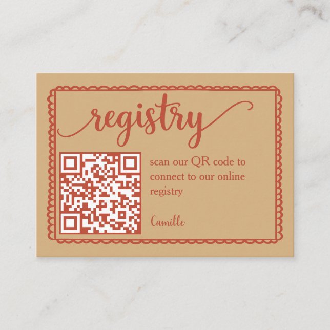 Recepción Tarjeta de código QR de registro de boda occidenta (Anverso)