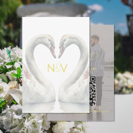 Recepción Tarjeta de código QR de RSVP de boda de cisne